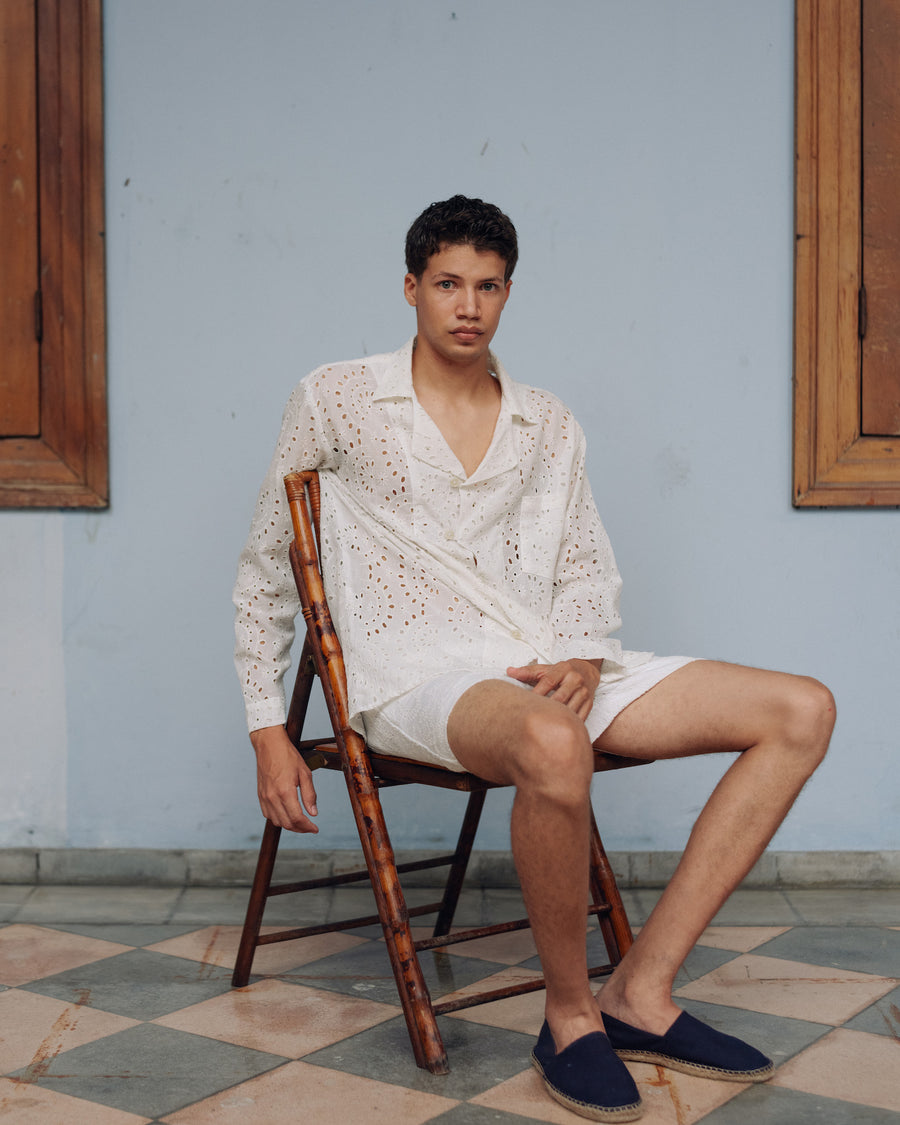 The White Eyelet Long Sleeve Shirt - S/M/L