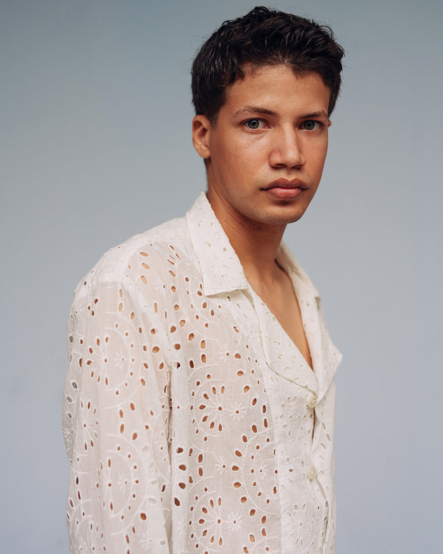 The White Eyelet Long Sleeve Shirt - S/M/L