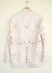 The Longsleeve Off-White Eyelet Shirt - M