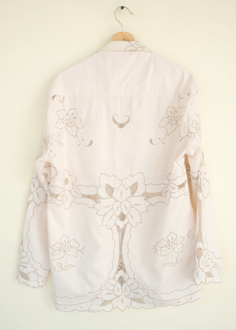 The Longsleeve Off-White Eyelet Shirt - M