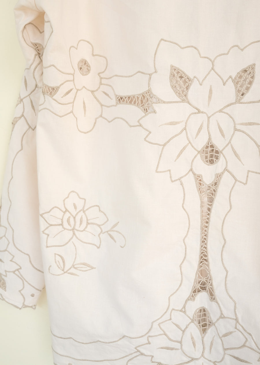 The Longsleeve Off-White Eyelet Shirt - M