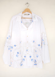 The Blue Appliqué Floral Shirt - L
