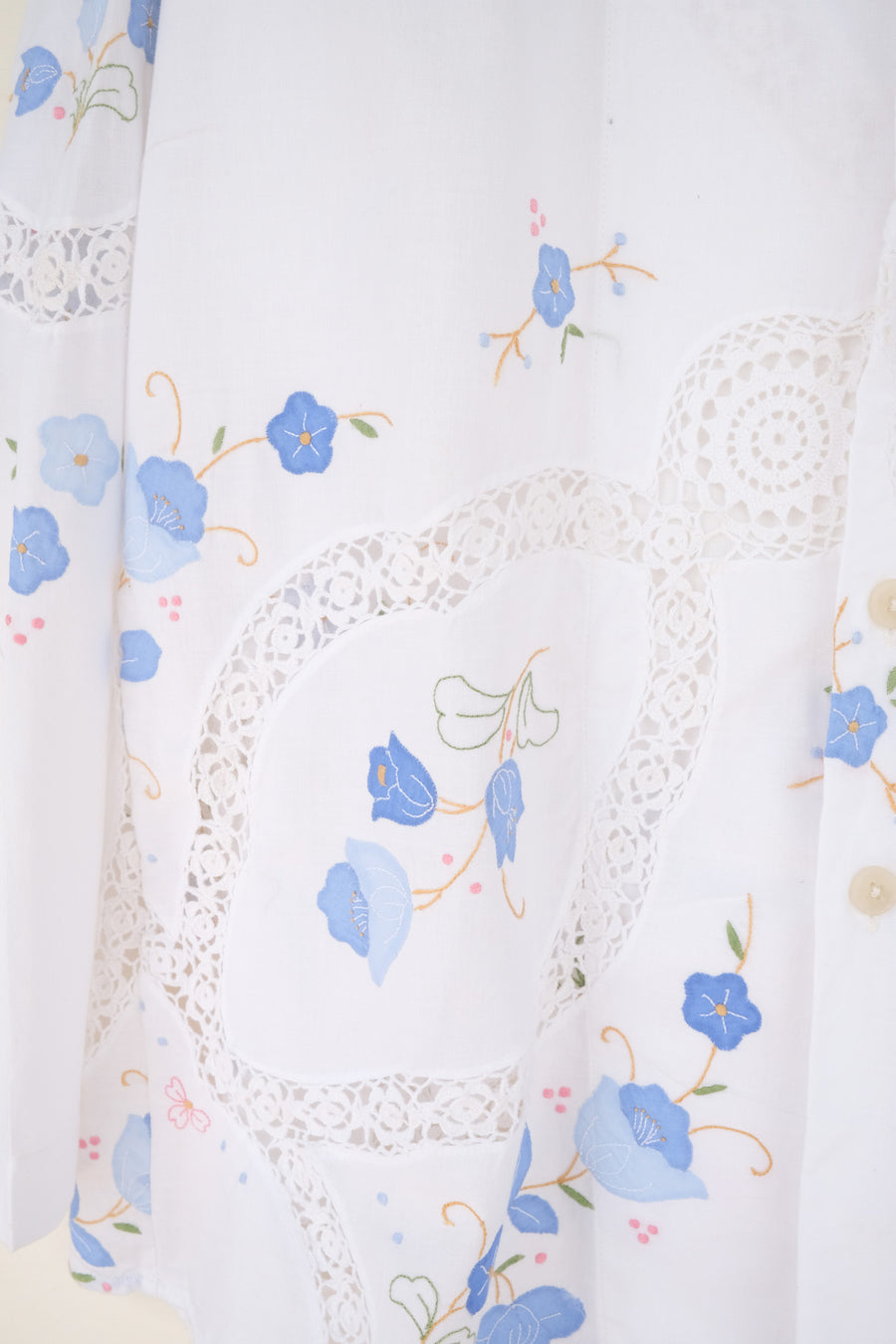 The Blue Appliqué Floral Shirt - L