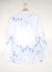 The Blue Appliqué Floral Shirt - L