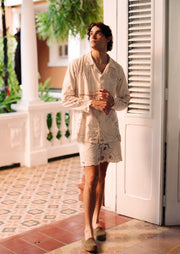 The Longsleeve Off-White Eyelet Shirt - M