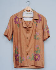 The Elegant Brown & Purple Flower Shirt - S