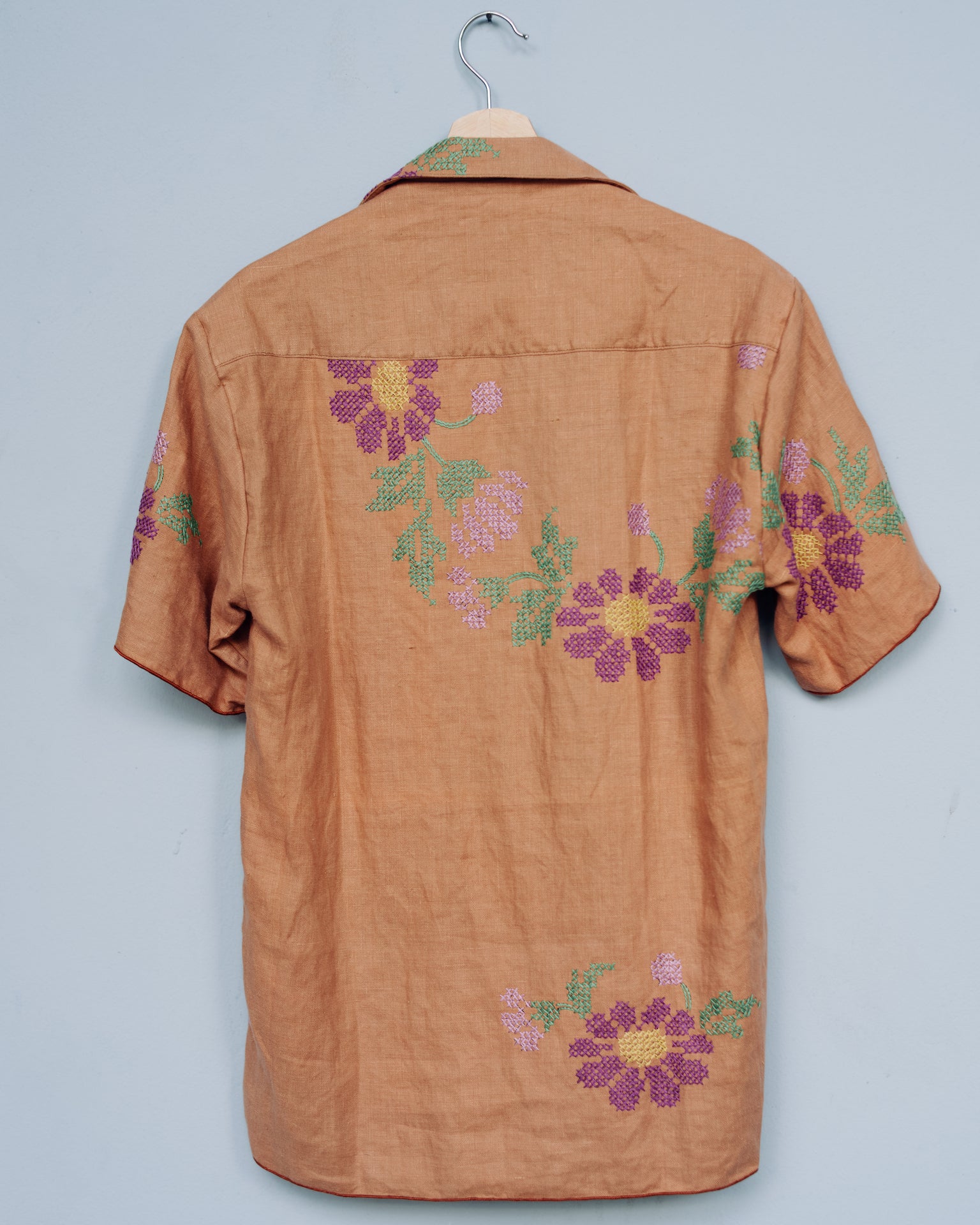The Elegant Brown & Purple Flower Shirt - S