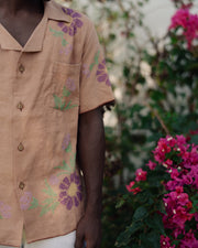 The Elegant Brown & Purple Flower Shirt - S